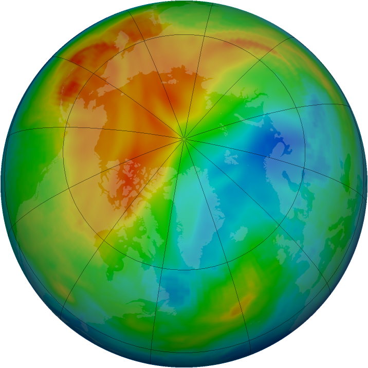 Arctic ozone map for 24 December 1997